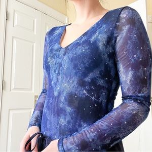 Socialite ✨ Size Medium Women’s Celestial Mesh Long Sleeve Bodysuit